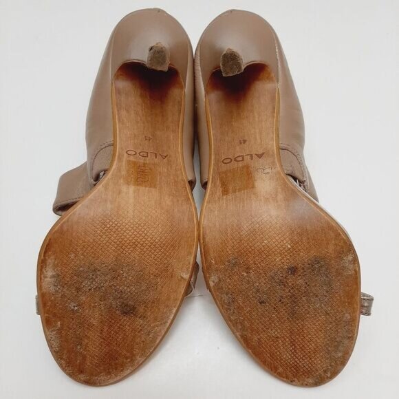 ALDO Everest Leather Open Toe High Heel Sandals Nude Cream & Silver Sz 10 Eur 41 - Picture 11 of 16
